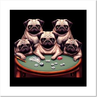 Pugs playing poker Posters and Art